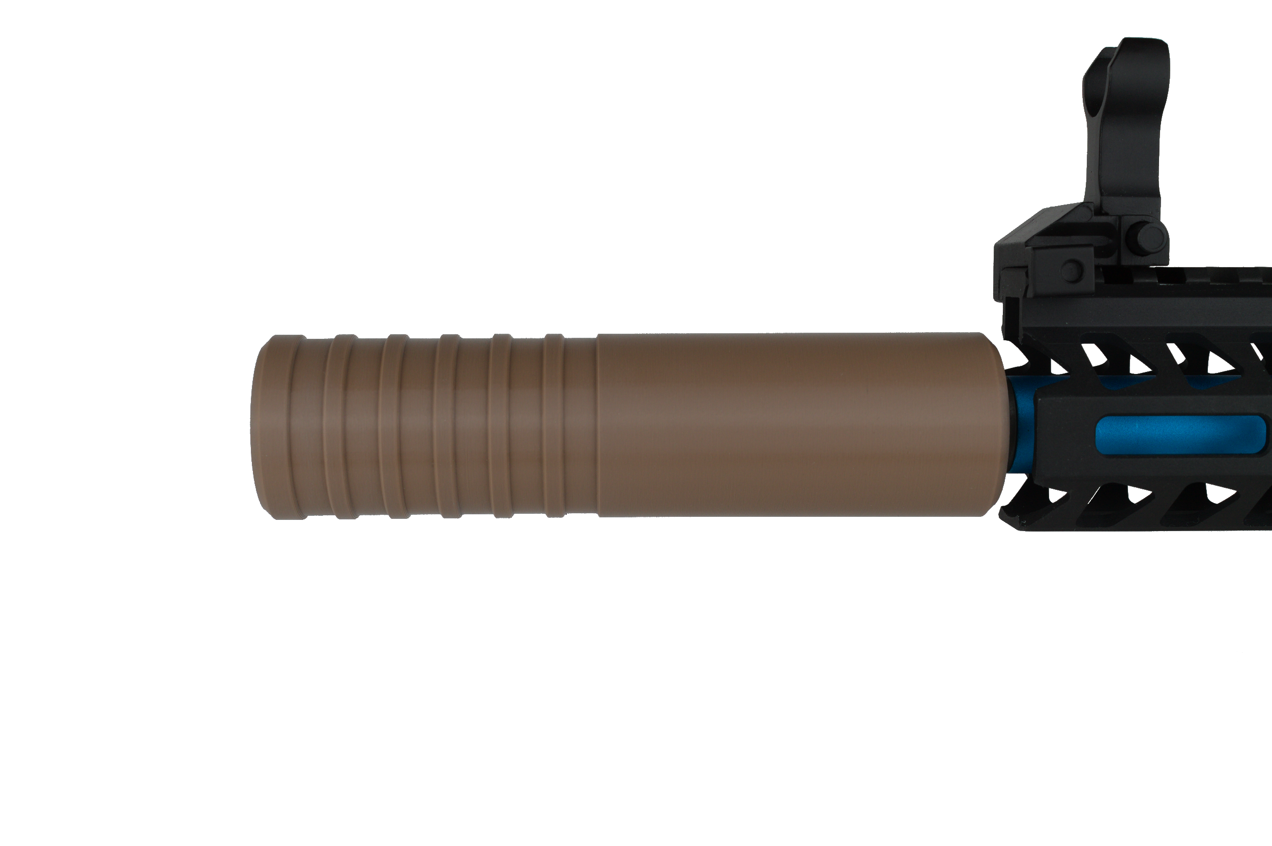 MJM-13 Ringed Airsoft Mock Suppressor 14mm CCW FDE (Flat Dark Earth)